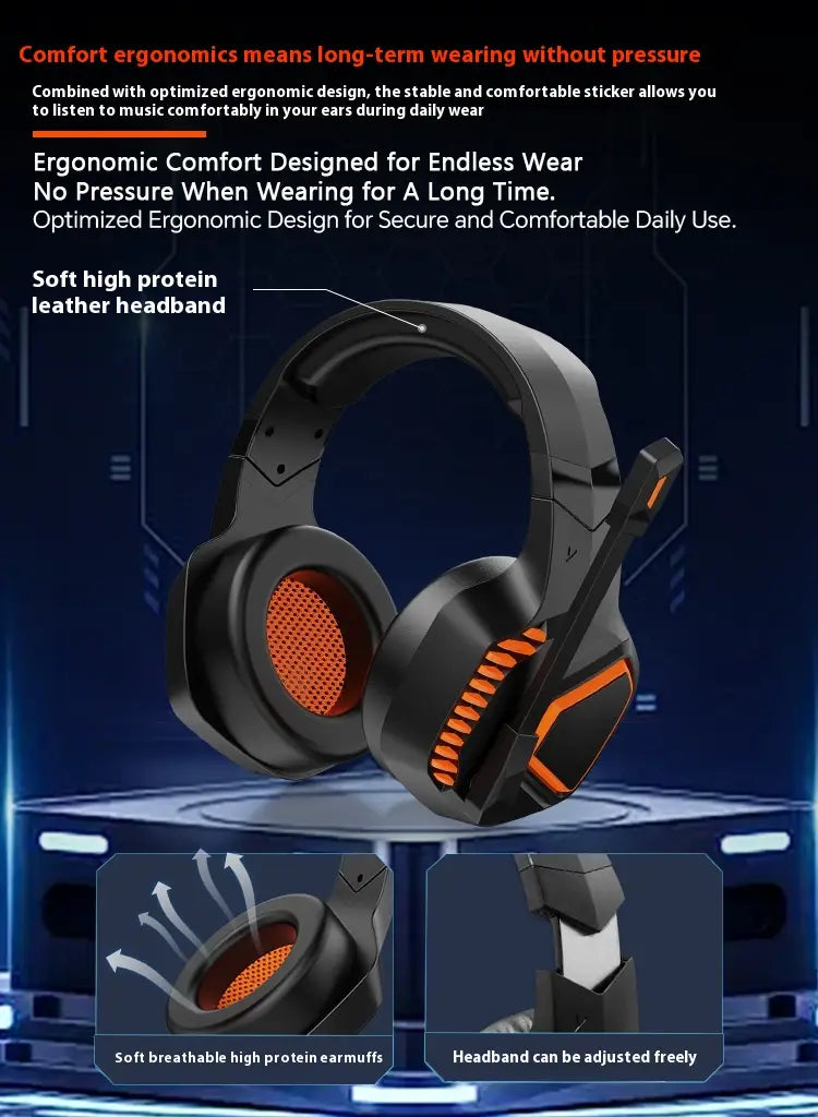 Wireless Bluetooth Gaming Headset With Noise Reduction 50hours battery