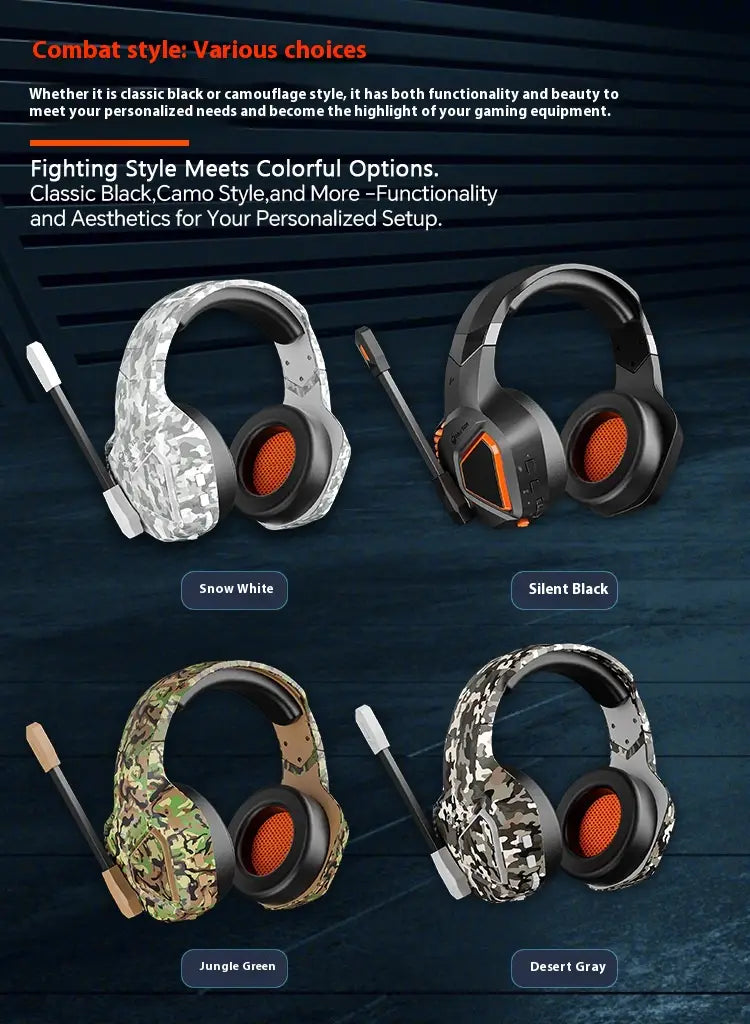 Wireless Bluetooth Gaming Headset With Noise Reduction 50hours battery