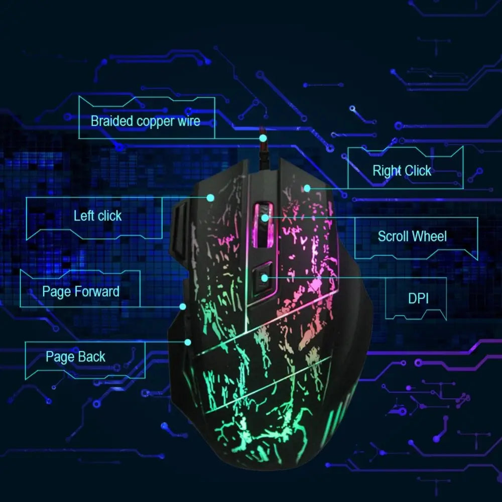 Mouse da gioco RGB con 7 pulsanti programmabili